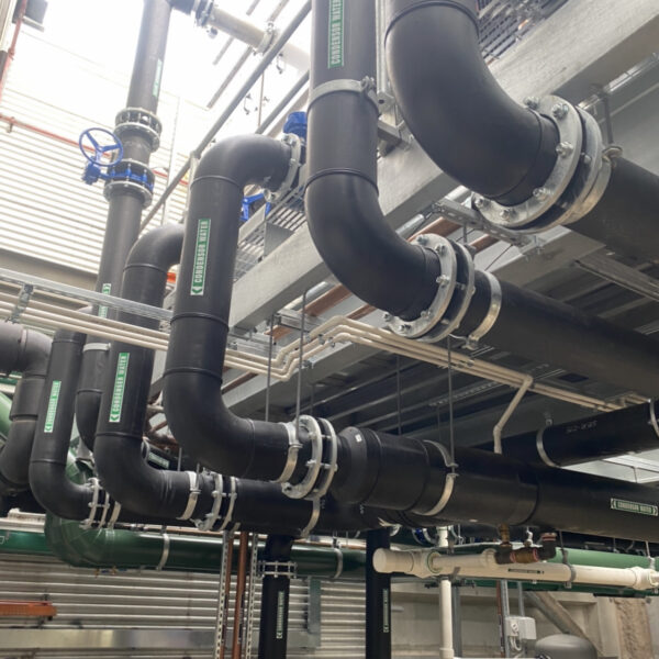 high-density polyethylene (HDPE) pressure piping in a plant